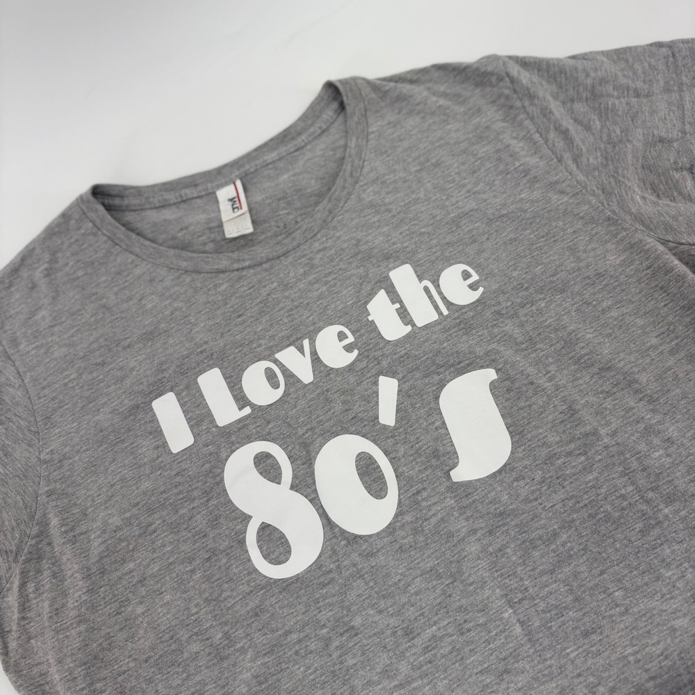 Anvil I‎ Love the 80s Graphic T-Shirt Large Gray Short Sleeve Retro Tee